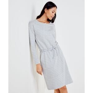 Talbots Haven Well Within Grey & Blue Stripe Cinched Waist T-Shirt Dress